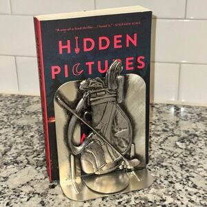 Beautiful Vintage 1985 Metzke Golf Bag Bookends – Pewter Metal Sports Golf Decor